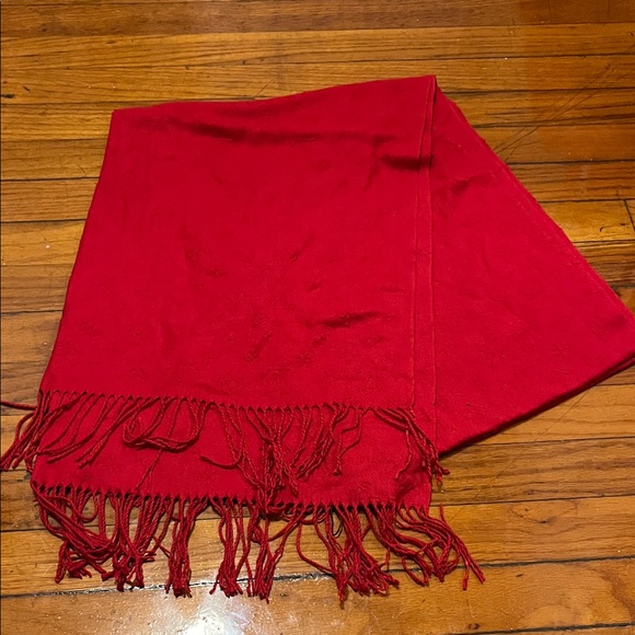 Accessories - Elegant Red Fringe Scarf